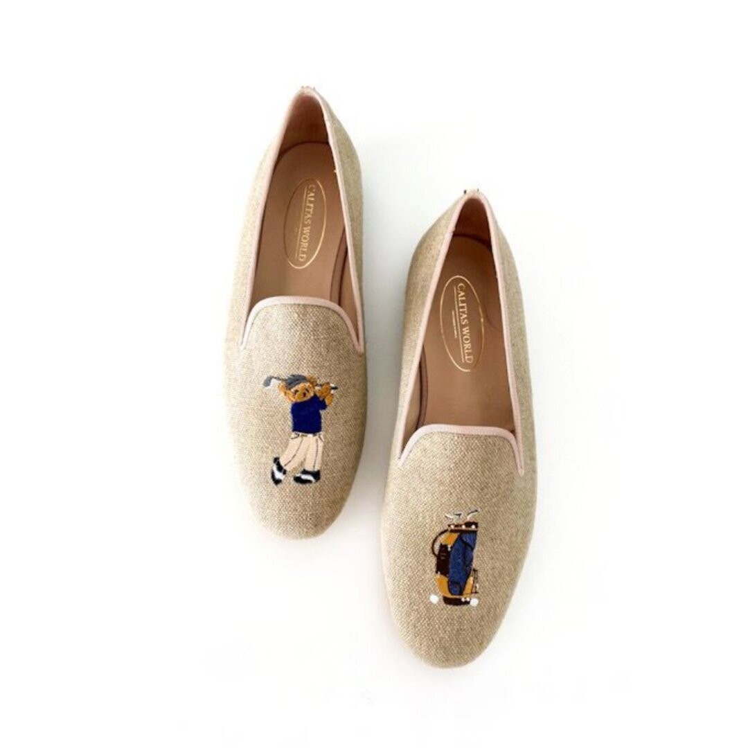 ​LOAFERS NATURAL CO LINEN, GOLFER BEAR