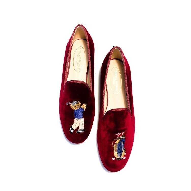 LOAFERS TERCIOPELO BURDEOS 10CO R48, GOLFER TEDDY BEAR