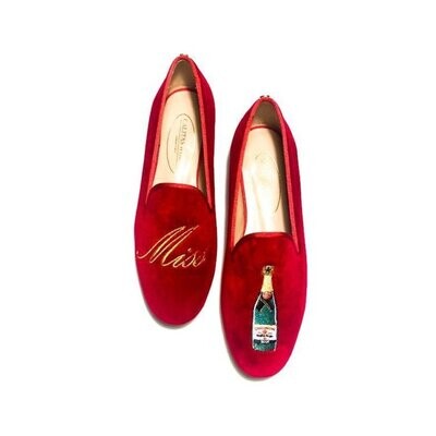 LOAFERS TERCIOPELO ROJO 1ACO, MISS CHAMPAGNE
