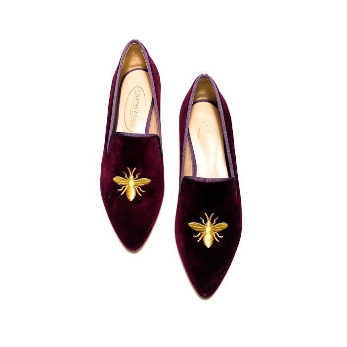 POINTY TERCIOPELO VINO TX R53, ABEJA EN ORO