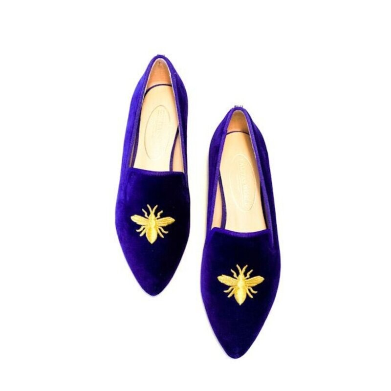 POINTY TERCIOPELO MORADO 33TX, ABEJA EN ORO
