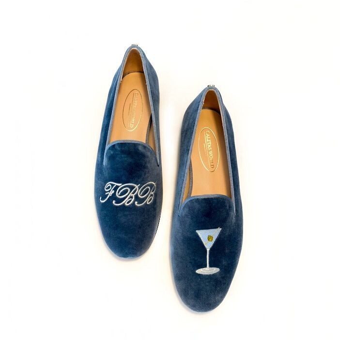 ​LOAFERS HOMBRE TERCIOPELO MARINO 01TX, SILVER INITIALS AND MATINI
