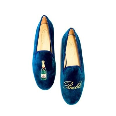 LOAFERS HOMBRE TERCIOPELO AZUL PETROLEO TX, CHAMPAGNE AND NAME OR INITIALS