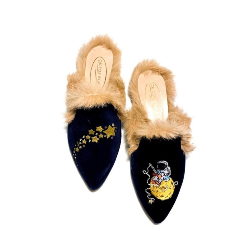 MULES PELO TERCIOPELO AZUL MARINO 9CO, STARS FISHERMAN