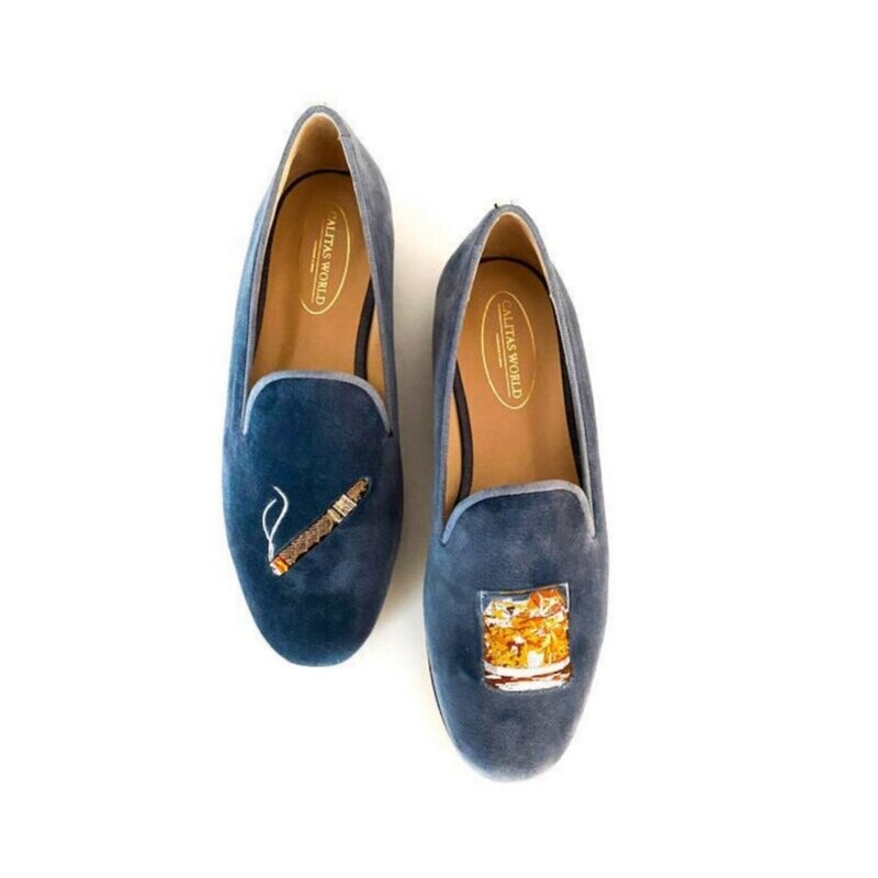 LOAFERS HOMBRE TERCIOPELO MARINO 01TX, CIGAR AND WHISKEY