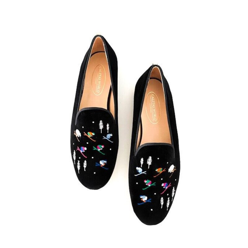 ​LOAFERS HOMBRE TERCIOPELO NEGRO, ESQUIADORES