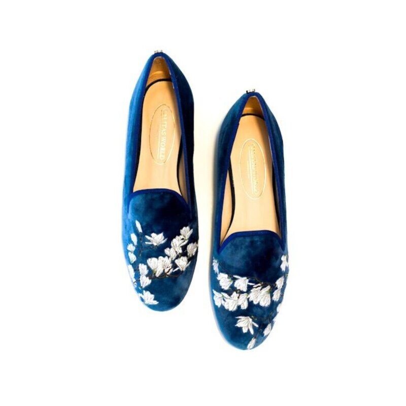 LOAFERS TERCIOPELO MARINO 01TX, WHITE BLOSSOM