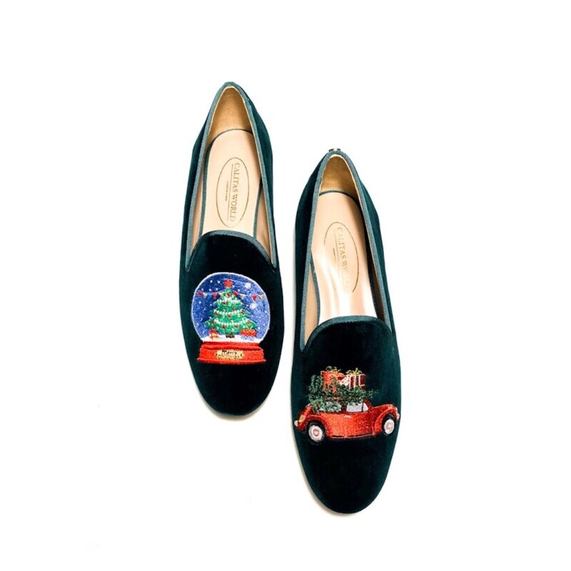 LOAFERS CHRISTMAS EDITION, TERCIOPELO VERDE 12TX, CHRISTMAS SNOWBALL AND CHRISTMAS CAR