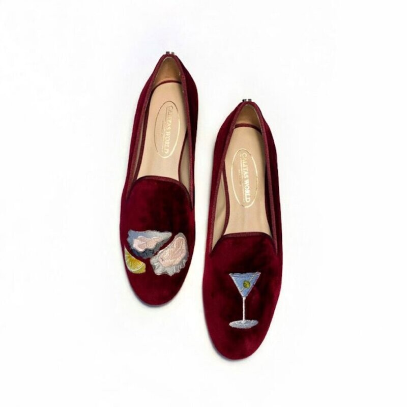 LOAFERS TERCIOPELO BURDEOS R48, OSTRAS Y MARTINI