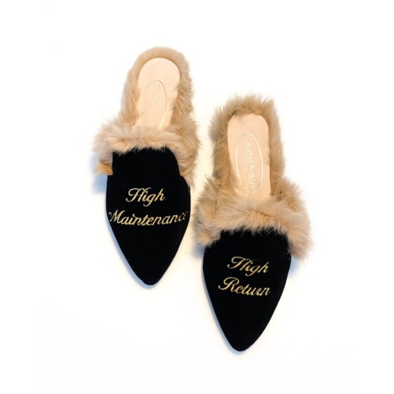 MULES PELO TERCIOPELO NEGRO, HIGH MAINTENANCE / HIGH RETURN