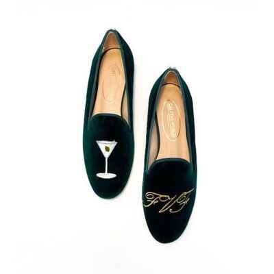 ​LOAFERS TERCIOPELO VERDE 12TX, MARTINI AND GOLDEN INITIALS