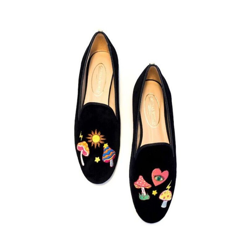 LOAFERS TERCIOPELO NEGRO, MUSHROOMS AND FRIENDS