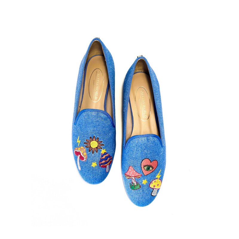 ​LOAFERS LIGHT BLUE 22CO LINEN, MUSHROOMS AND FRIENDS