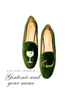 LOAFERS TERCIOPELO VERDE 7ACO, GINTONIC AND INITIALS