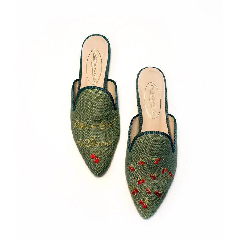 MULES LINO VERDE OLIVO 603 PV, LIFE´S A BOWL OF CHERRIES