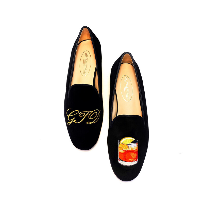 LOAFERS HOMBRE TERCIOPELO NEGRO,  NEGRONI AND INITIALS