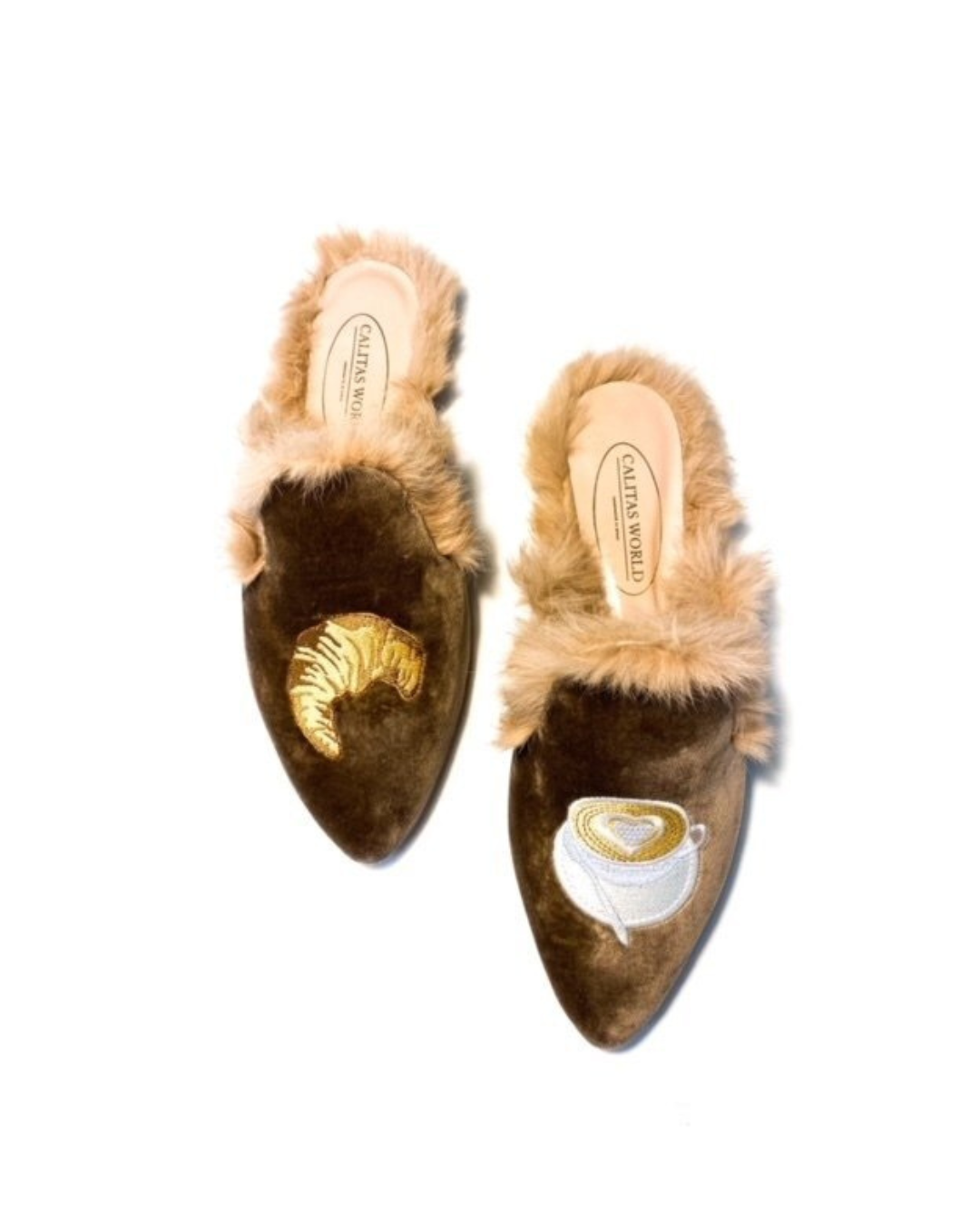 MULES PELO TERCIOPELO BEIGE 5ACO, COFFEE AND CROISSANT
