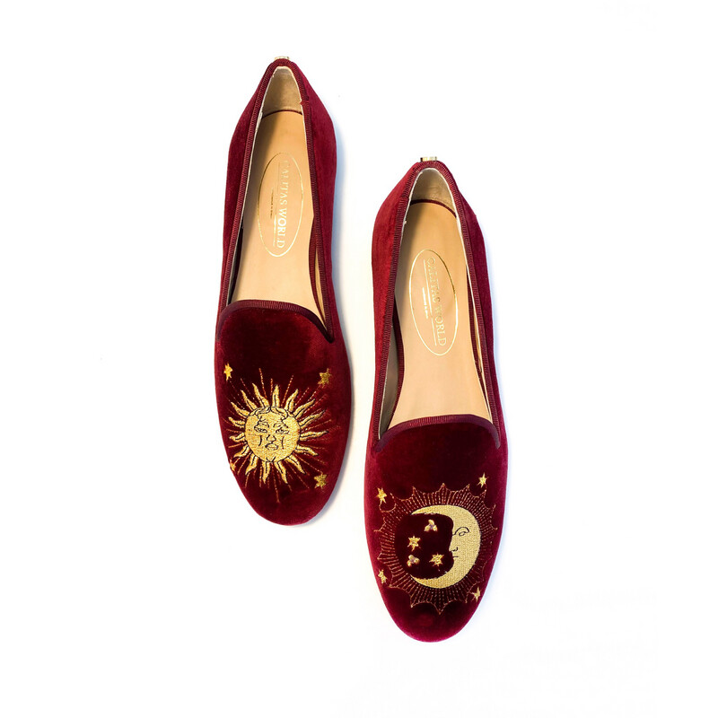 LOAFERS TERCIOPELO BURDEOS R48, SOL Y LUNA BARROCA