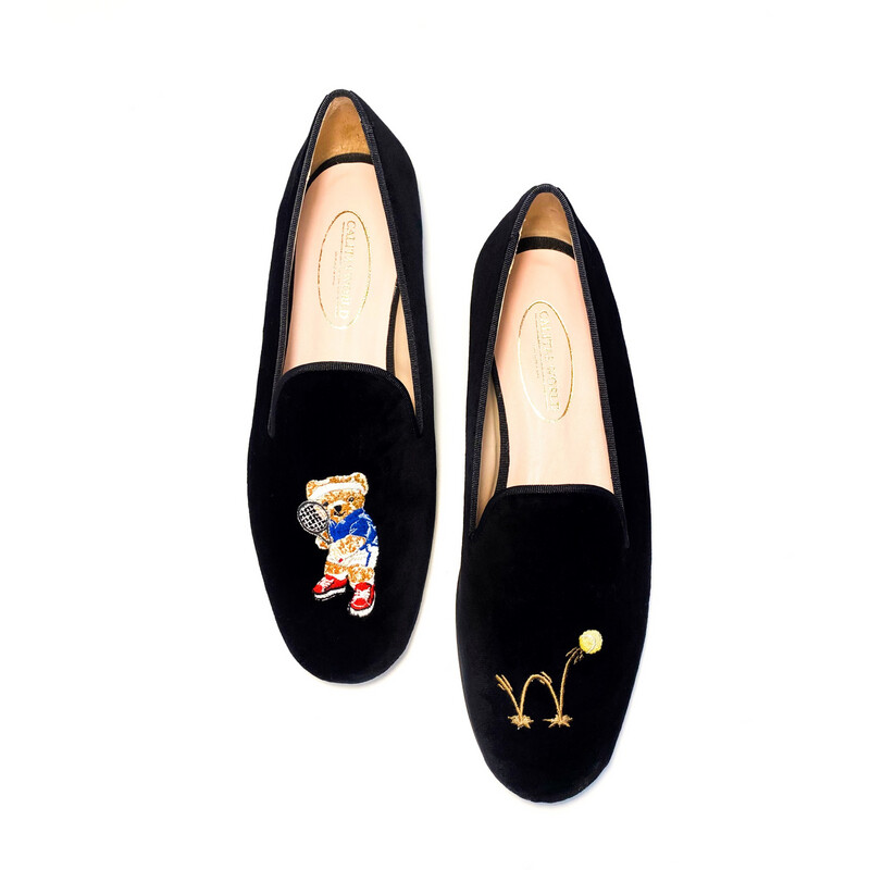 LOAFERS HOMBRE TERCIOPELO NEGRO, TEDDY BEAR TENNIS PLAYER