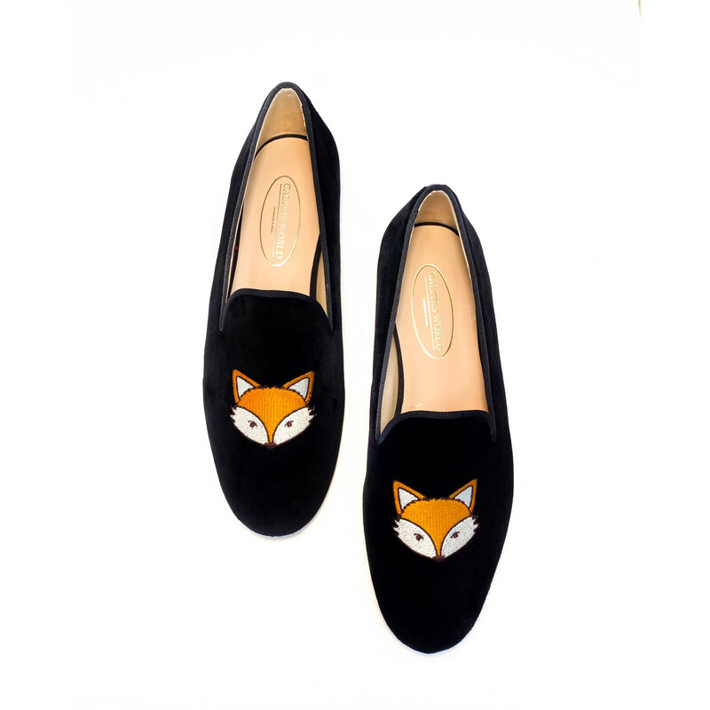 LOAFERS HOMBRE TERCIOPELO NEGRO, FOX