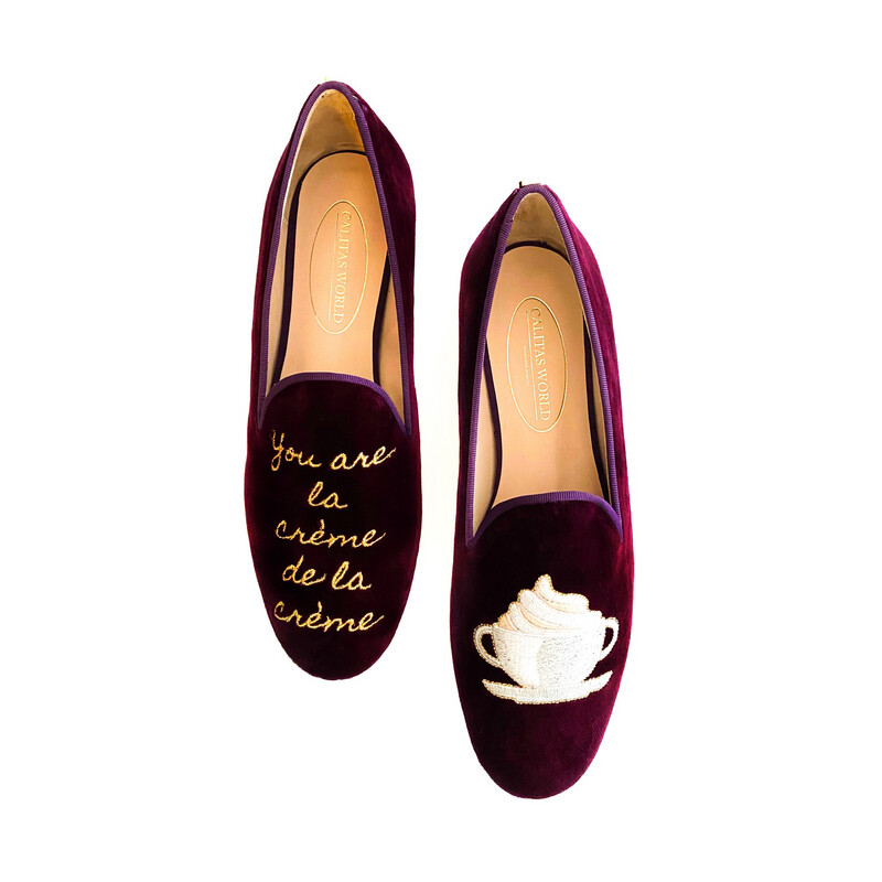LOAFERS TERCIOPELO VINO TX R53, YOU ARE LA CRÉME DE LA CRÉME