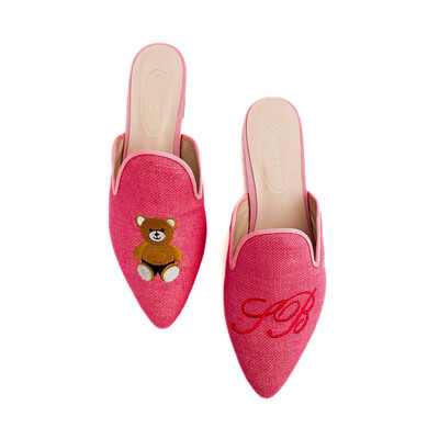 MULES LINO PINK, TEDDY BEAR AND INITIALS