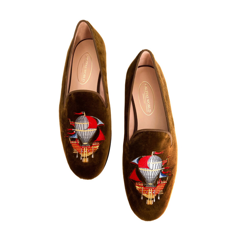 LOAFERS HOMBRE TERCIOPELO MARRÓN CHOCOLATE 16TX, VIAJE EN GLOBO