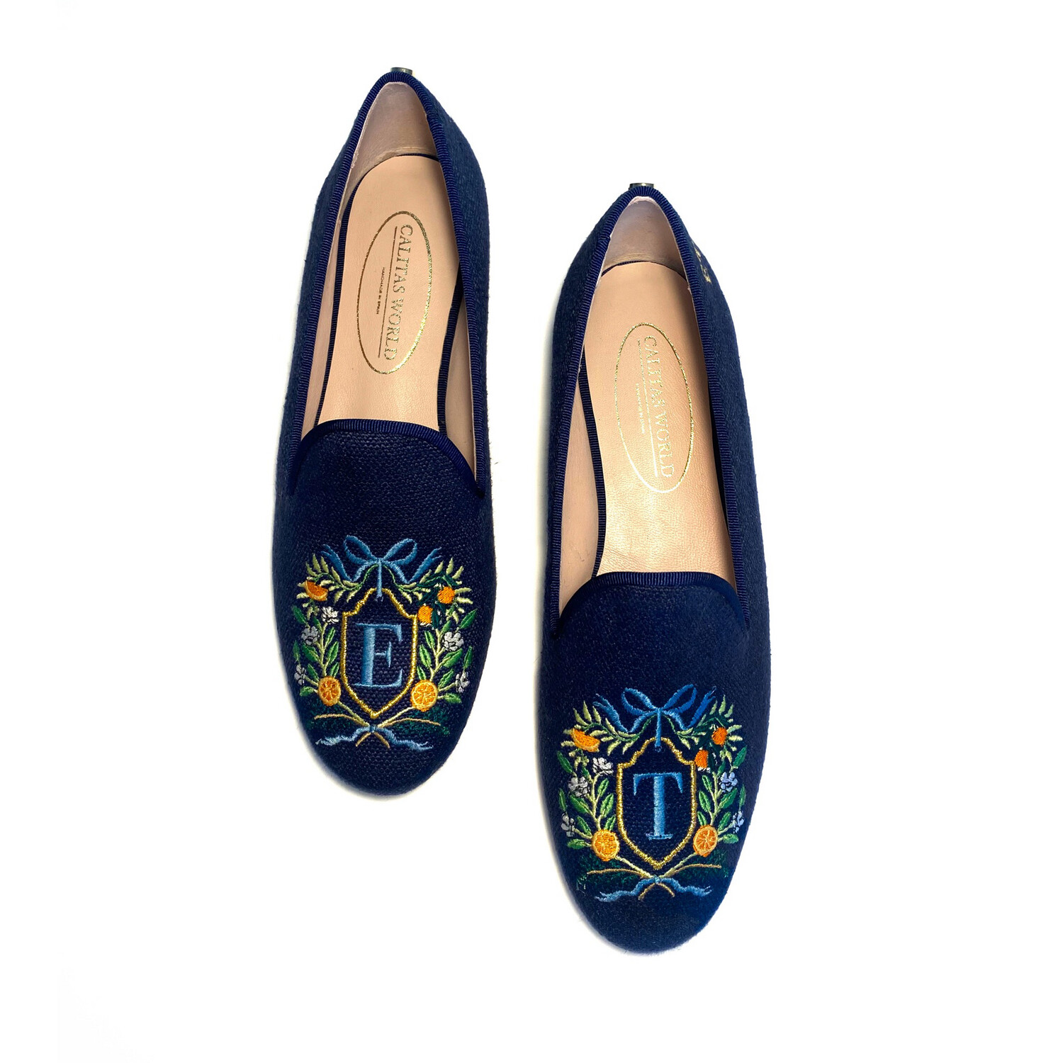​LOAFERS  LINO AZUL MARINO CO R22, FLORAL/NARANJAS CREST MONOGRAM