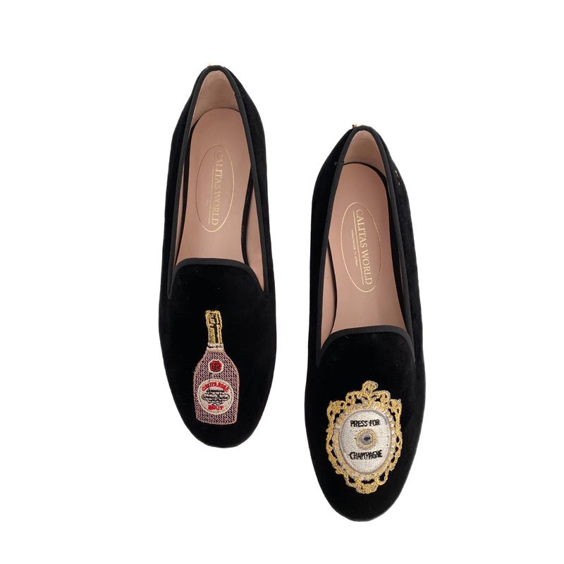 LOAFERS TERCIOPELO NEGRO, PRESS FOR CHAMPAGNE