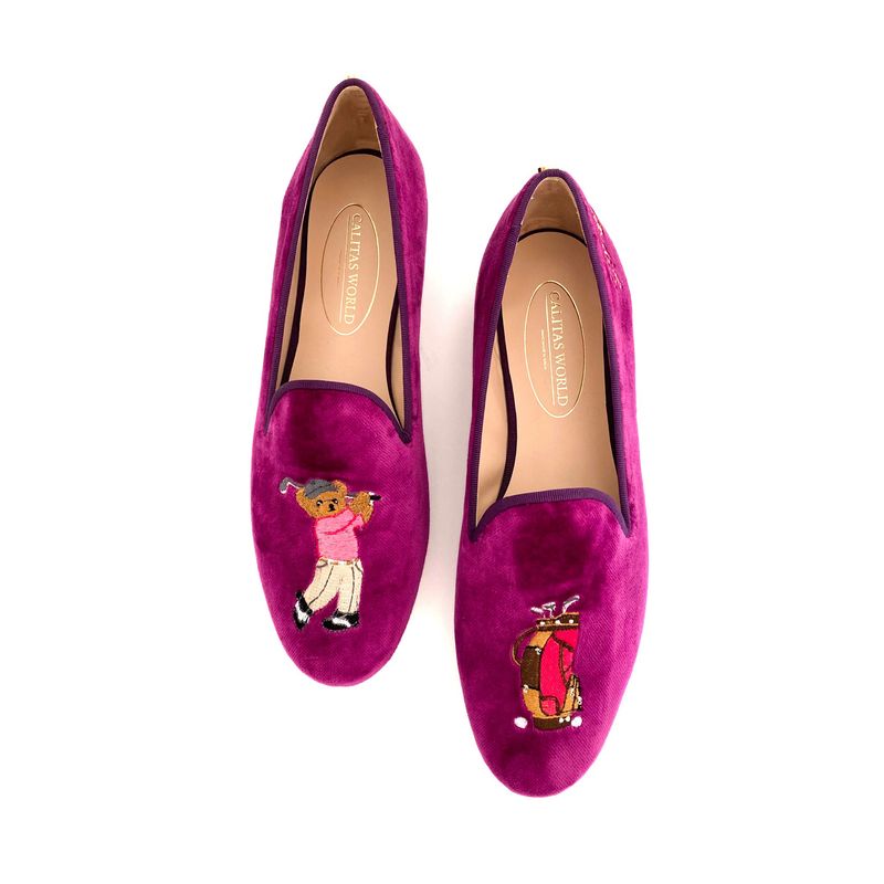 LOAFERS TERCIOPELO MAGENTA TX, GOLFER TEDDY BEAR