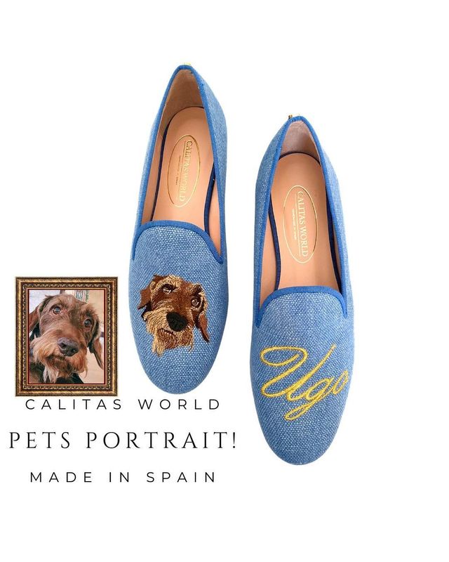 LOAFER MUJER PERSONALIZADO CALITAS PETS EDITION (1 IMAGEN) AND NAME OR INITIALS. MATERIAL: LINEN