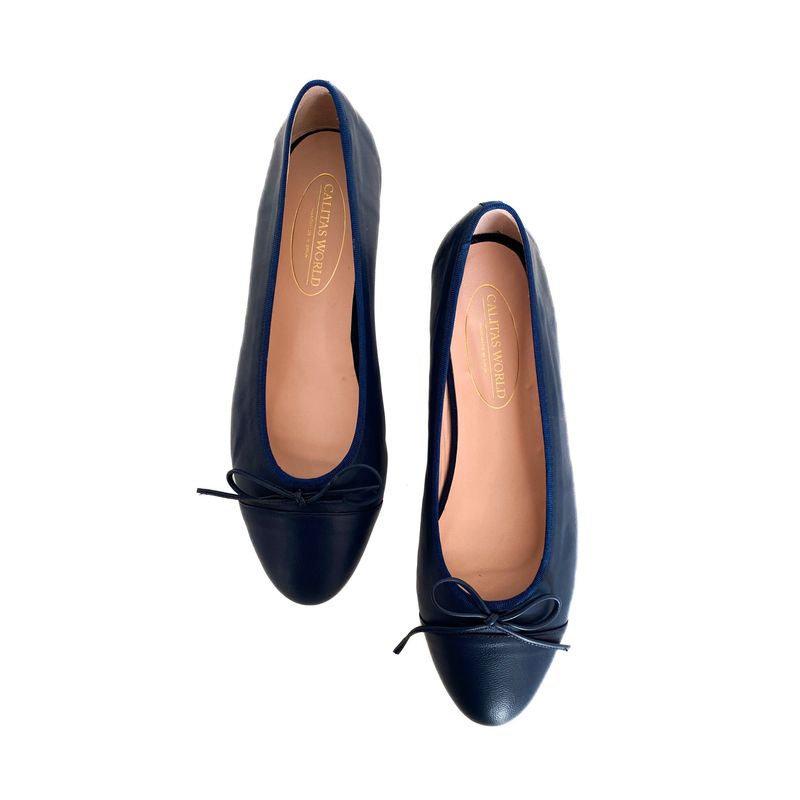 BALLERINAS FLATS,  PELLE AZUL MARINO