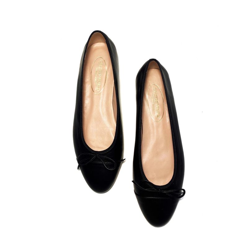 BALLERINAS FLATS,  BLACK PELLE