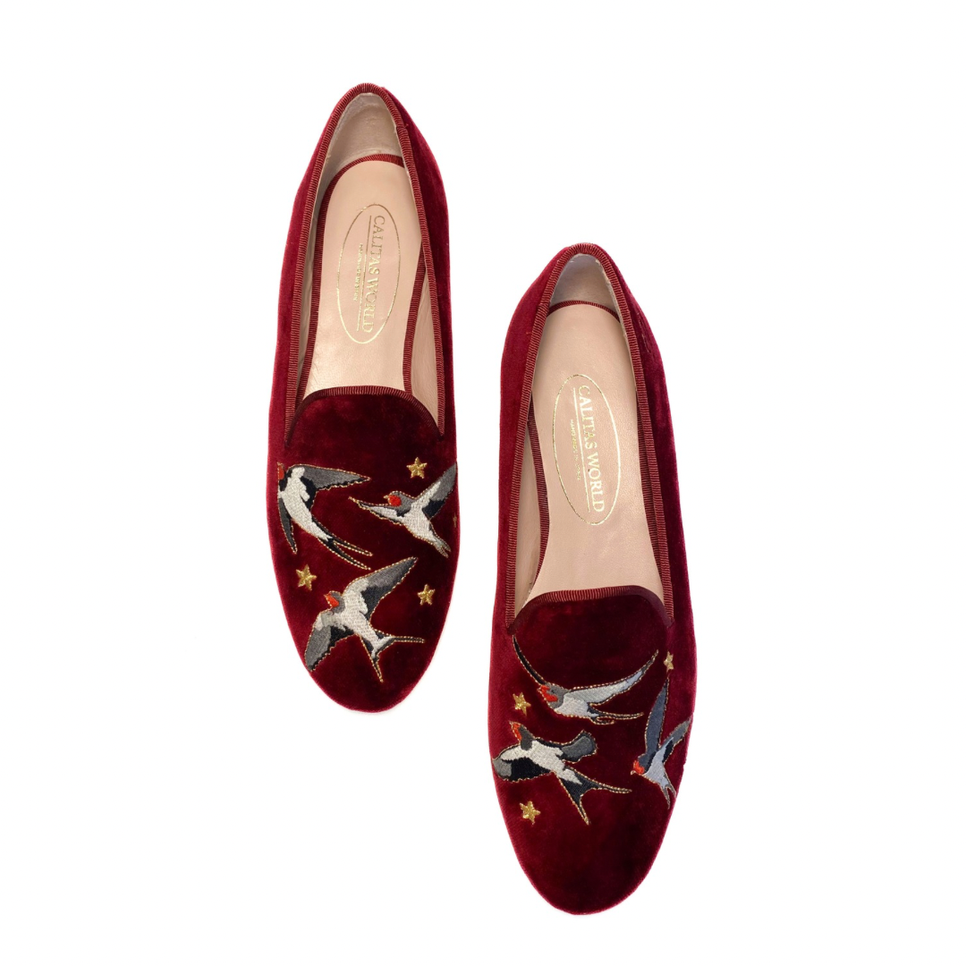 LOAFERS TERCIOPELO BURDEOS R48,  GOLONDRINAS
