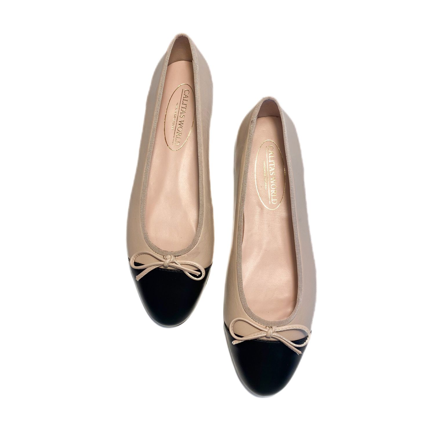 BALLERINAS FLATS,  PELLE  NUDE  (TRUE NUDE 3568) PUNTERA NEGRA
