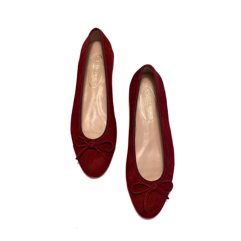 BALLERINAS FLATS,  BURGUNDY SUEDE ( YECLA  3662) R48