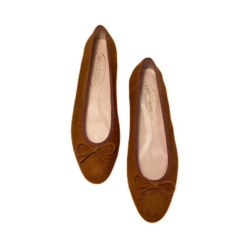 BALLERINAS FLATS,  ANTE MARRÓN CHOCOLATE MEDIO  ( CARIOCA 4345) R44