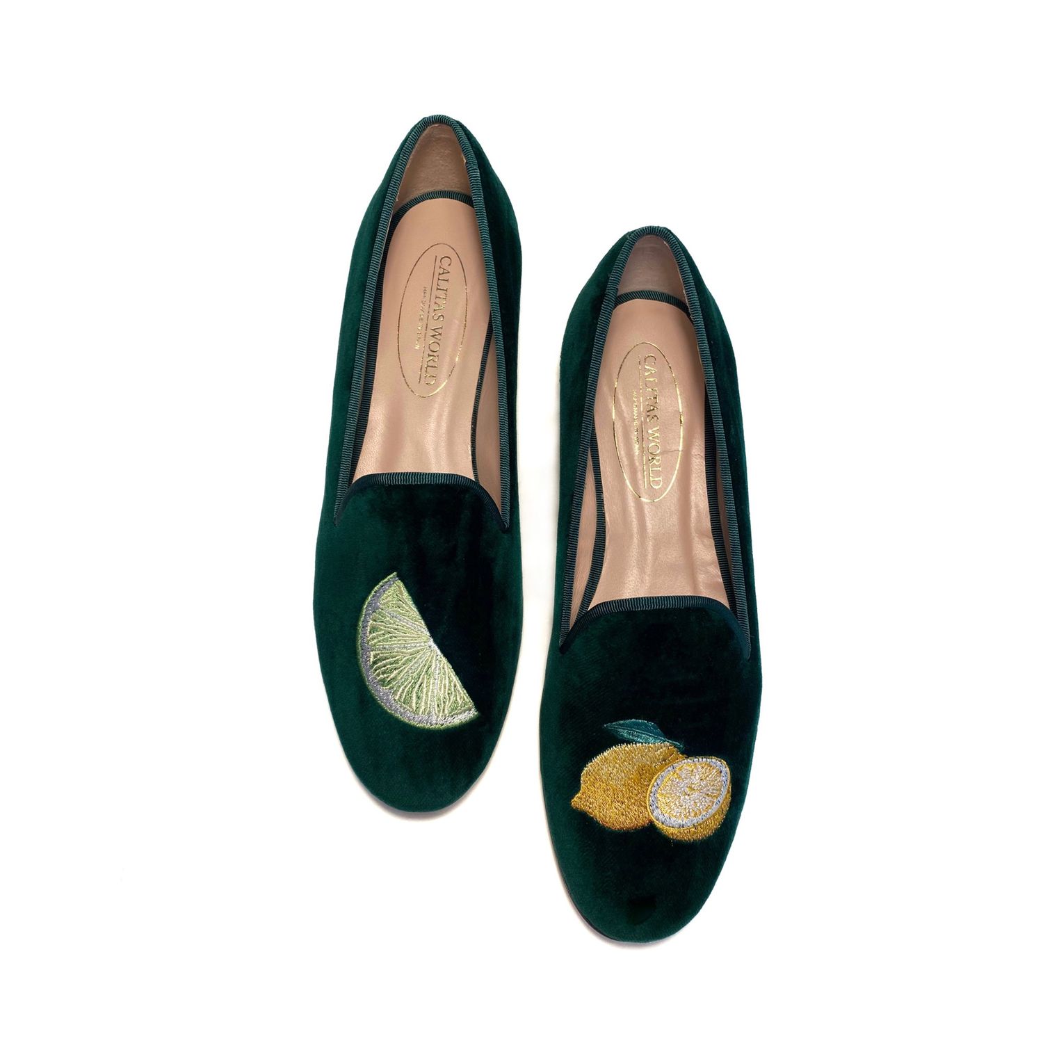 ​LOAFERS TERCIOPELO VERDE OSCURO 12TX,  LIMA Y LIMON