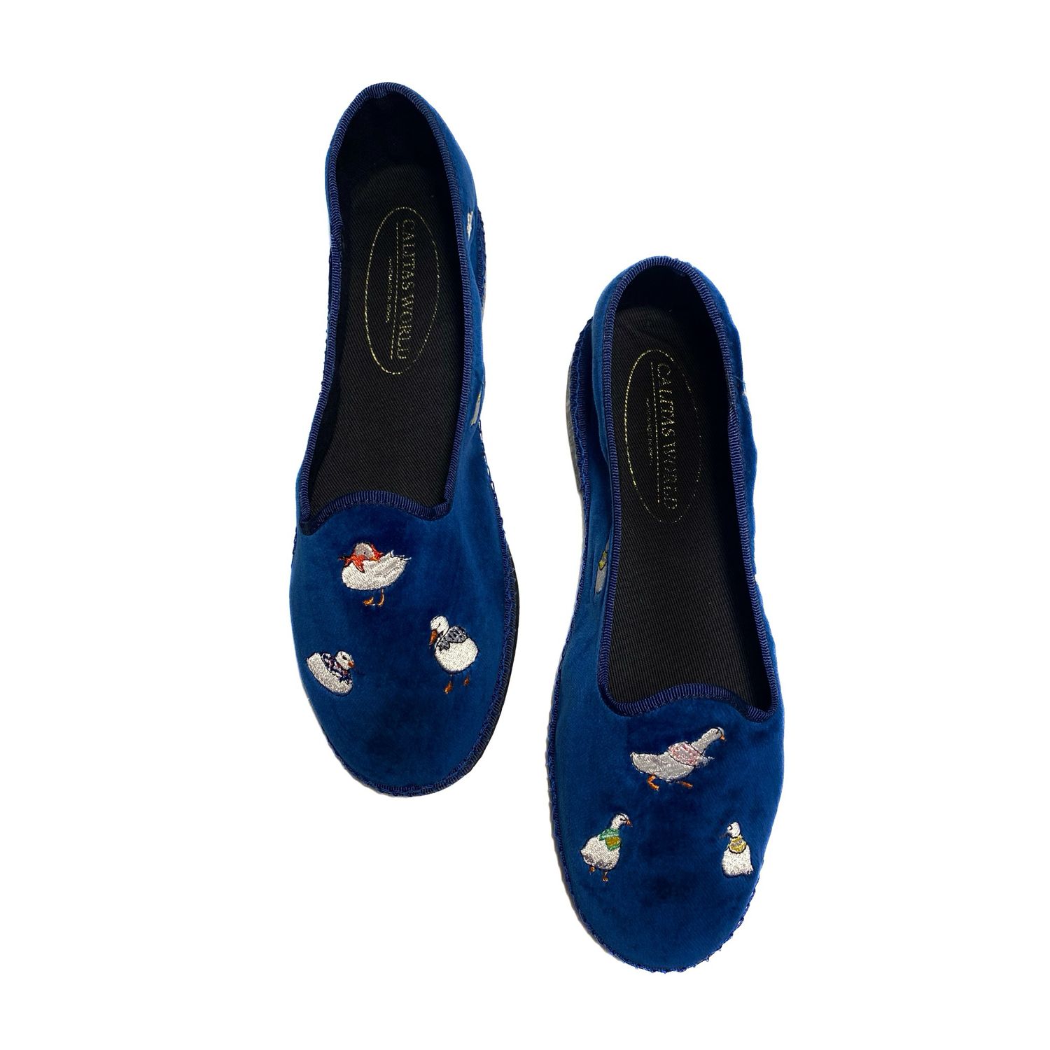 CALITAS FRIULITAS  SLIPPERS, TERCIOPELO AZUL, FAMILY DUCKS