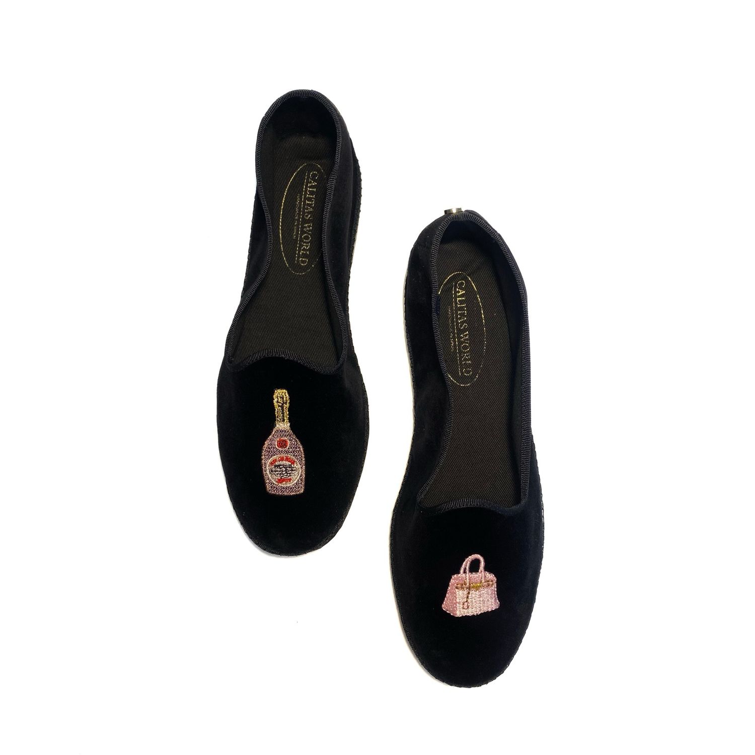 CALITAS FRIULITAS  SLIPPERS, TERCIOPELO NEGRO, BIRKIN Y CHAMPAGNE ROSÉ