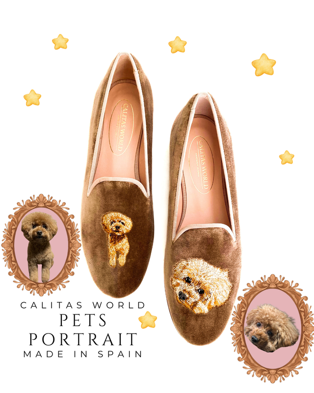 LOAFER MUJER PERSONALIZADO CALITAS PETS EDITION, CON 2 IMAGENES DIFERENTES, UNA EN EL PIE DERECHO Y LA OTRA EN EL IZQUIERDO.