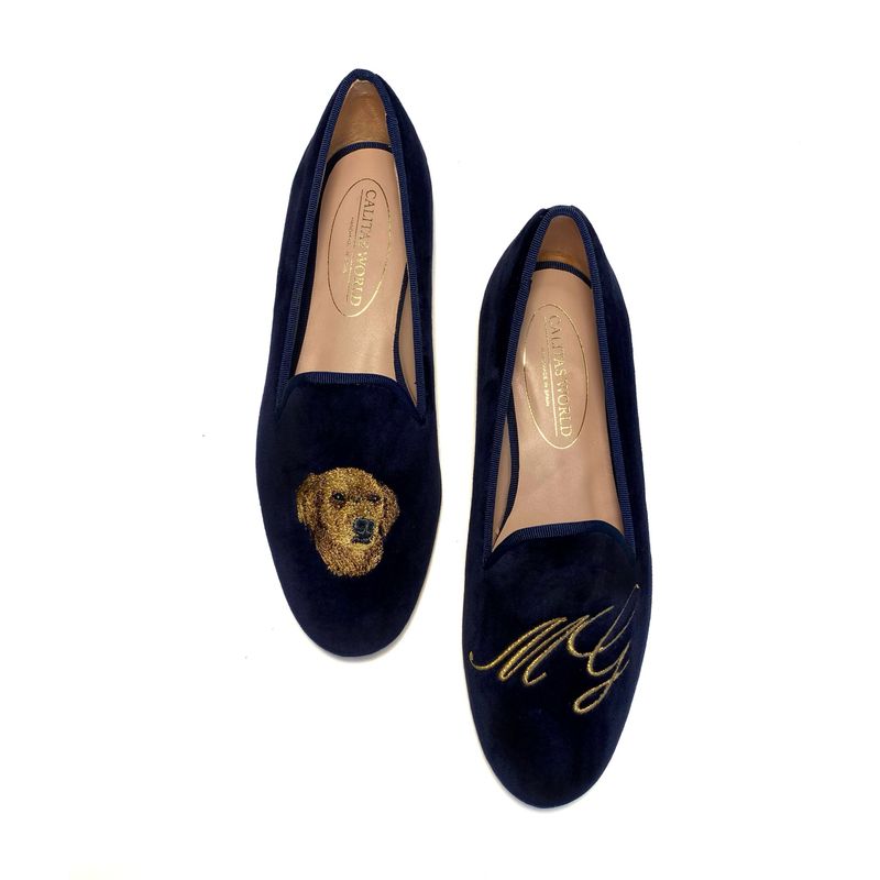 LOAFER HOMBRE PERSONALIZADO CALITAS PETS EDITION (1 IMAGEN) AND NAME OR INITIALS. MATERIAL: TERCIOPELO