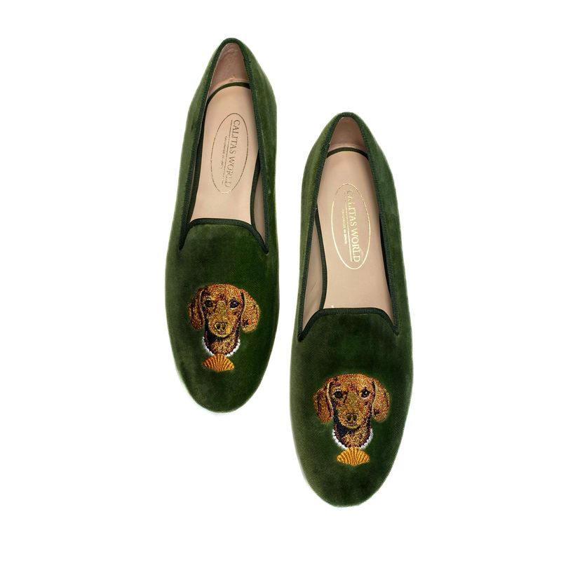 ​LOAFERS TERCIOPELO VERDE 7ACO, TECKEL CROISSANT