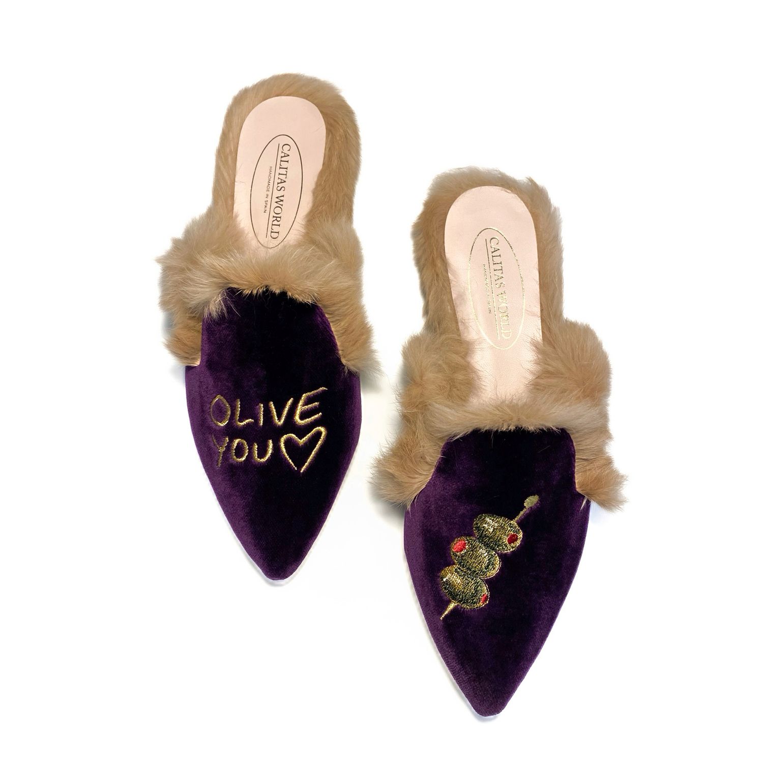 MULES PELO TERCIOPELO BERENJENA 79 TX PELO,  OLIVE YOU
