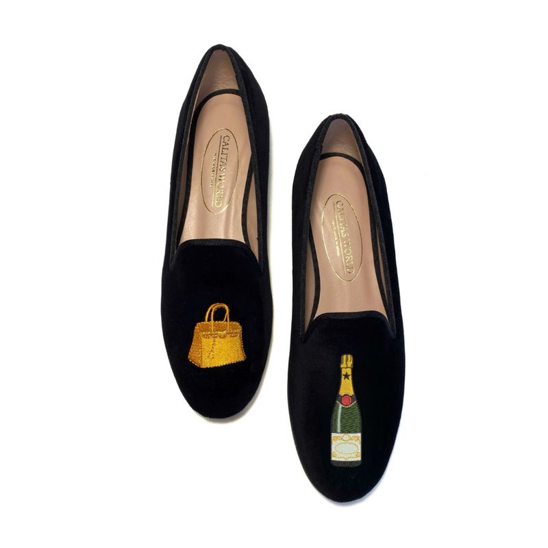 LOAFERS TERCIOPELO NEGRO, BIRKIM AND CHAMPAGNE