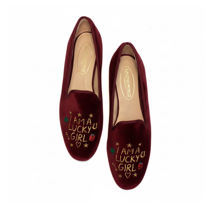LOAFERS TERCIOPELO BURDEOS 10CO R48, I AM A LUCKY GIRL