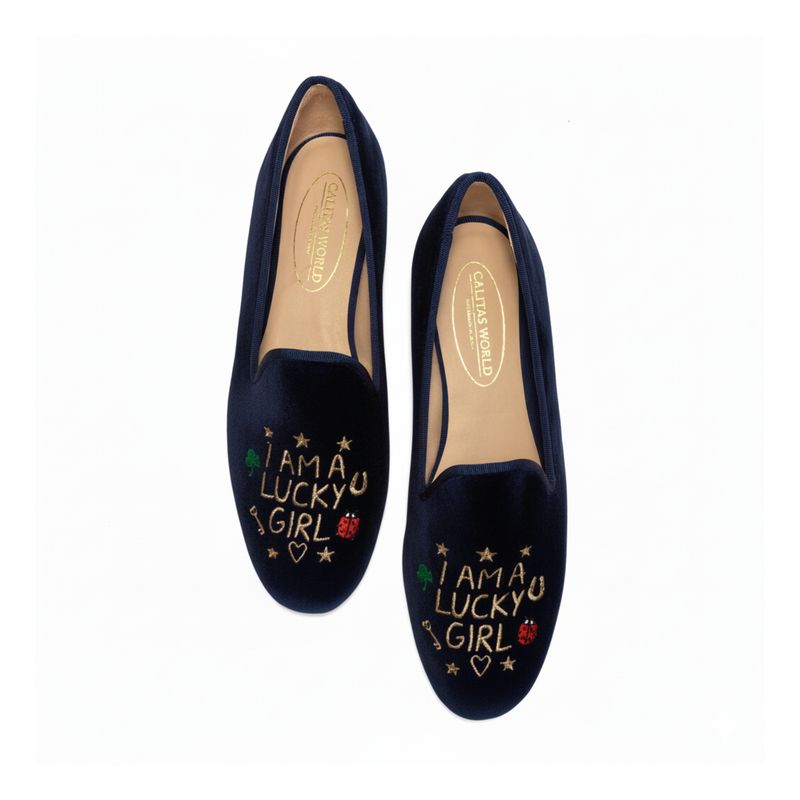 ​LOAFERS TERCIOPELO AZUL MARINO 9C0 R22, I AM A LUCKY GIRL