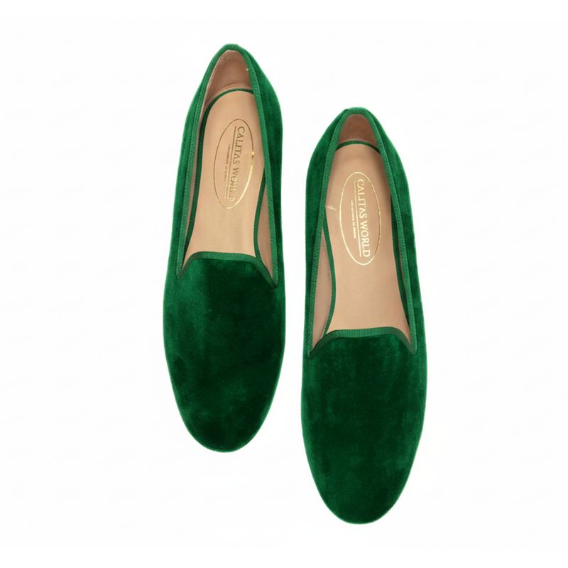 LOAFERS TERCIOPELO VERDE 7A, CALITAS BACK TO CLASSIC