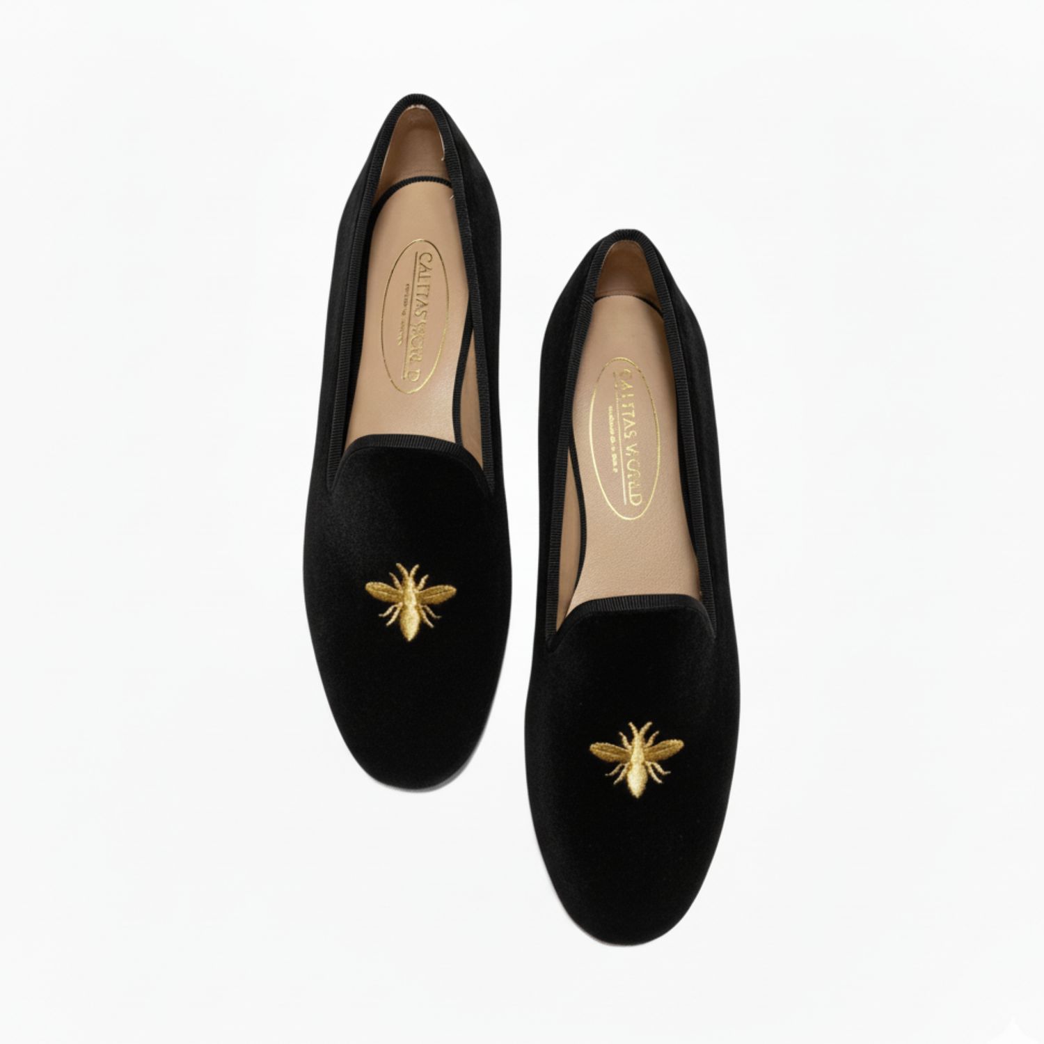 LOAFERS TERCIOPELO NEGRO,  TINY GOLDEN BEE