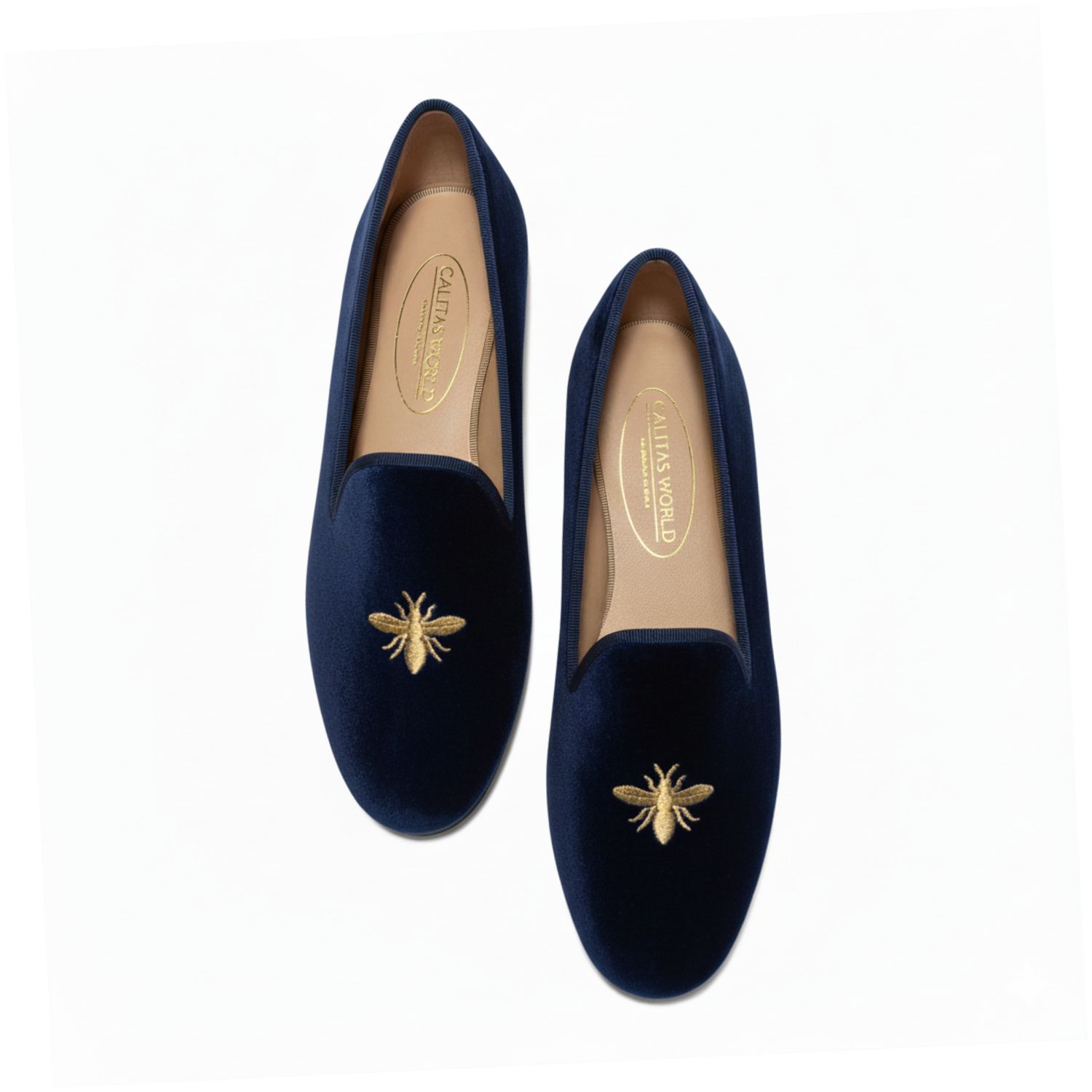 LOAFERS TERCIOPELO AZUL MARINO 9CO,  TINY GOLDEN BEE
